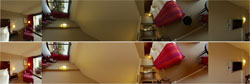 Panoramique d'une chambre, avant et aprs correction